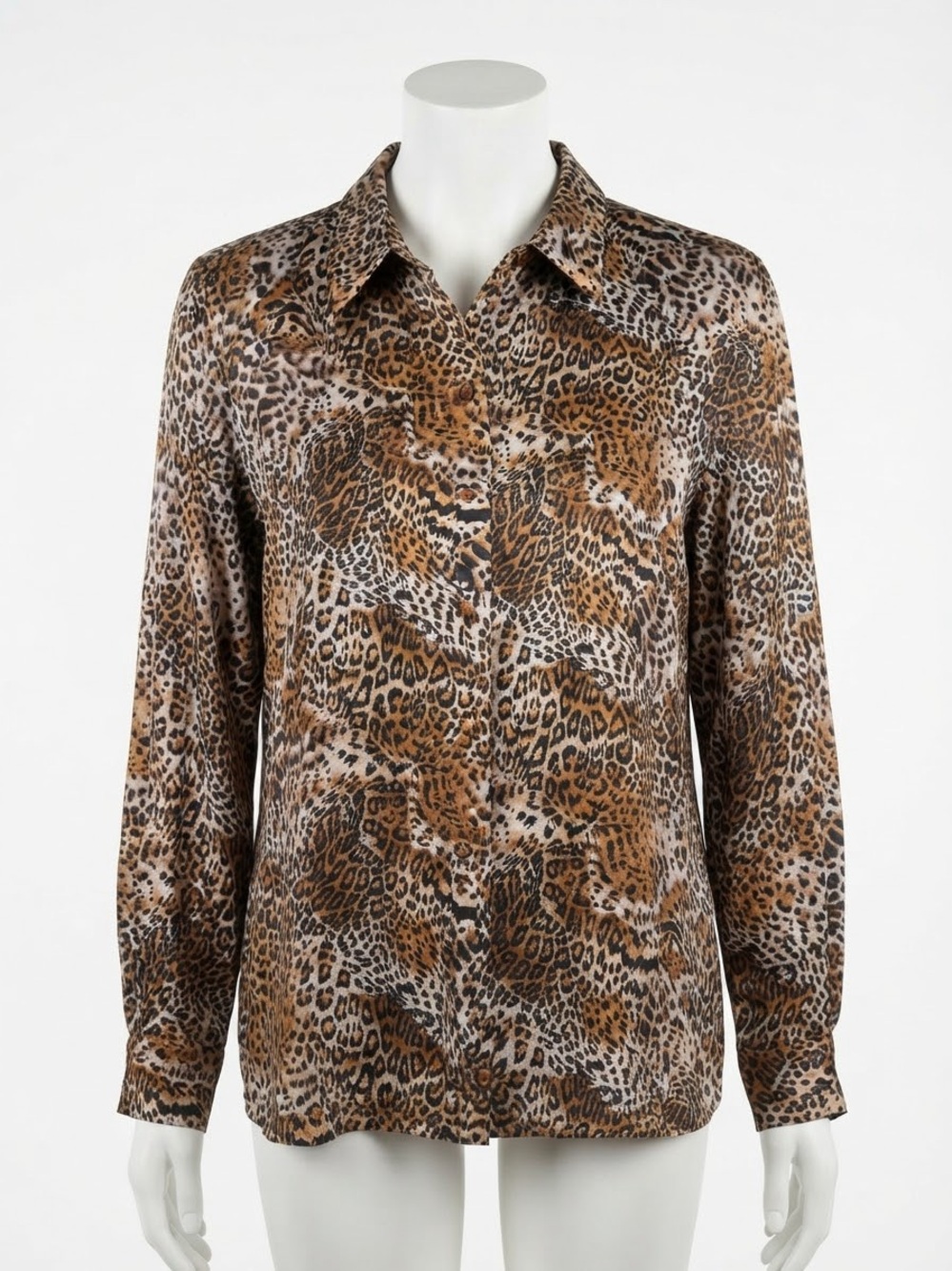 THE AVENUE Luxury 100% Silk Animal Print Leopard Blouse Top Size 26 / 28